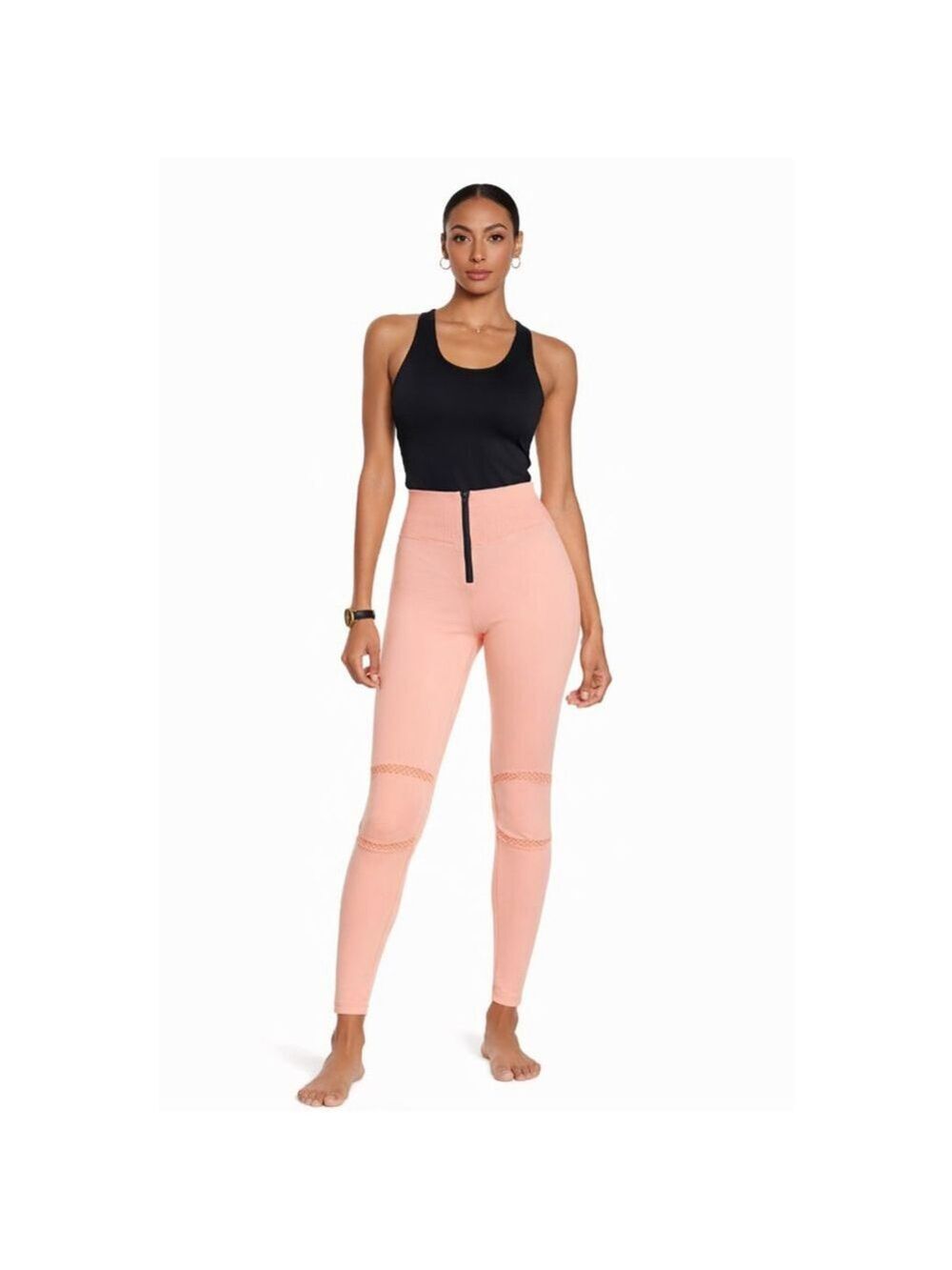 Koral Vitalize Leggings Pompano Orange Zip High Rise Mesh Knee Small Read